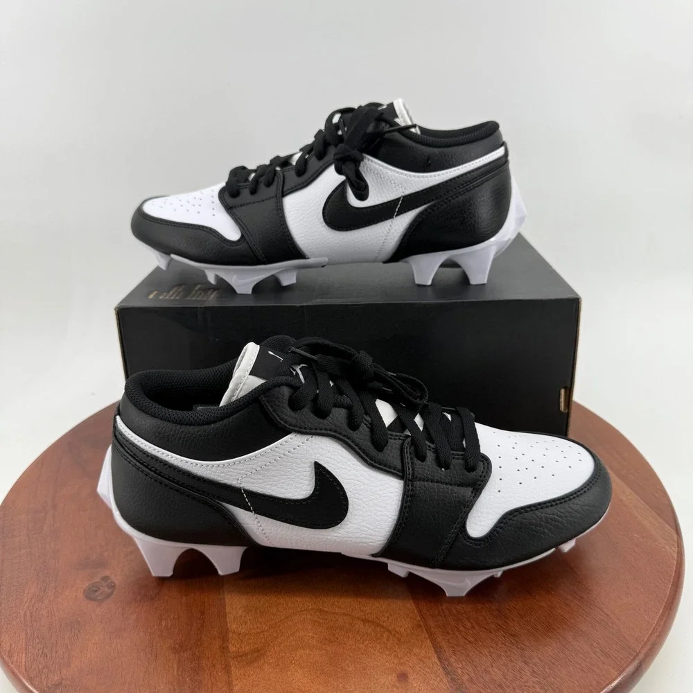 Nike Air Jordan 1 Low TD Football Cleats White Black Panda FJ6245-100 Men 9.5